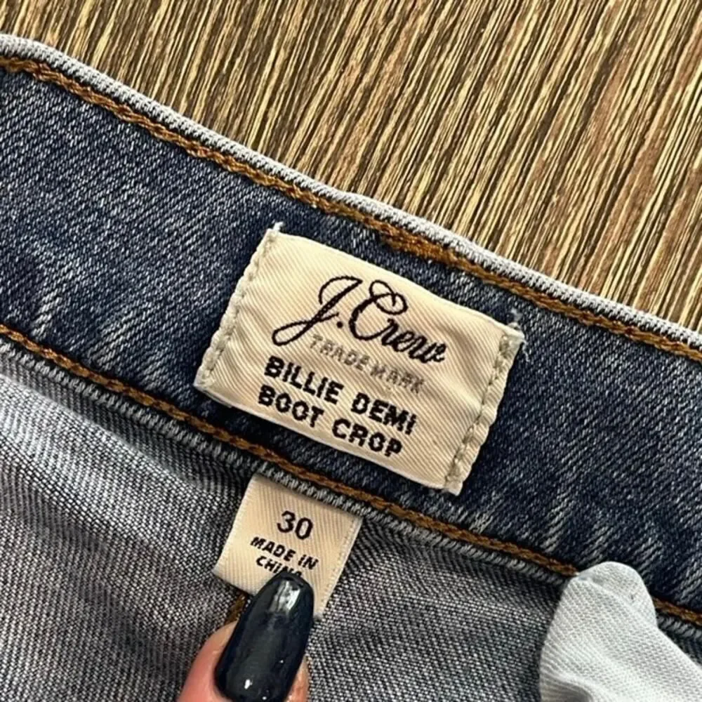 J.Crew Billie Demi Boot Crop Jeans High Rise Denim Medium Wash Blue Size 30